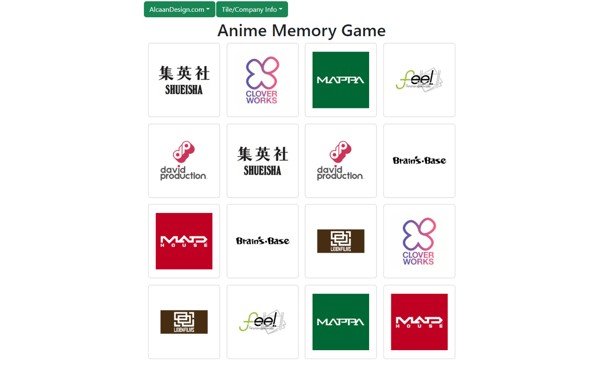 Anime Memory Game